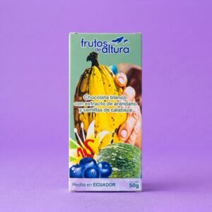 Barra de Chocolate Blanco con Extracto de Arándano Andino y Semillas de Calabaza (50 g)